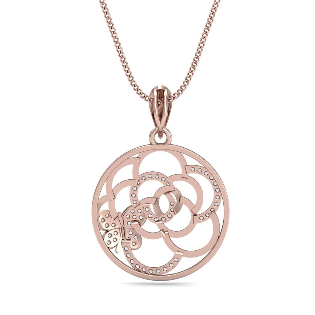 KuberBox 18K Rose Gold Carola Butterfly Pendant