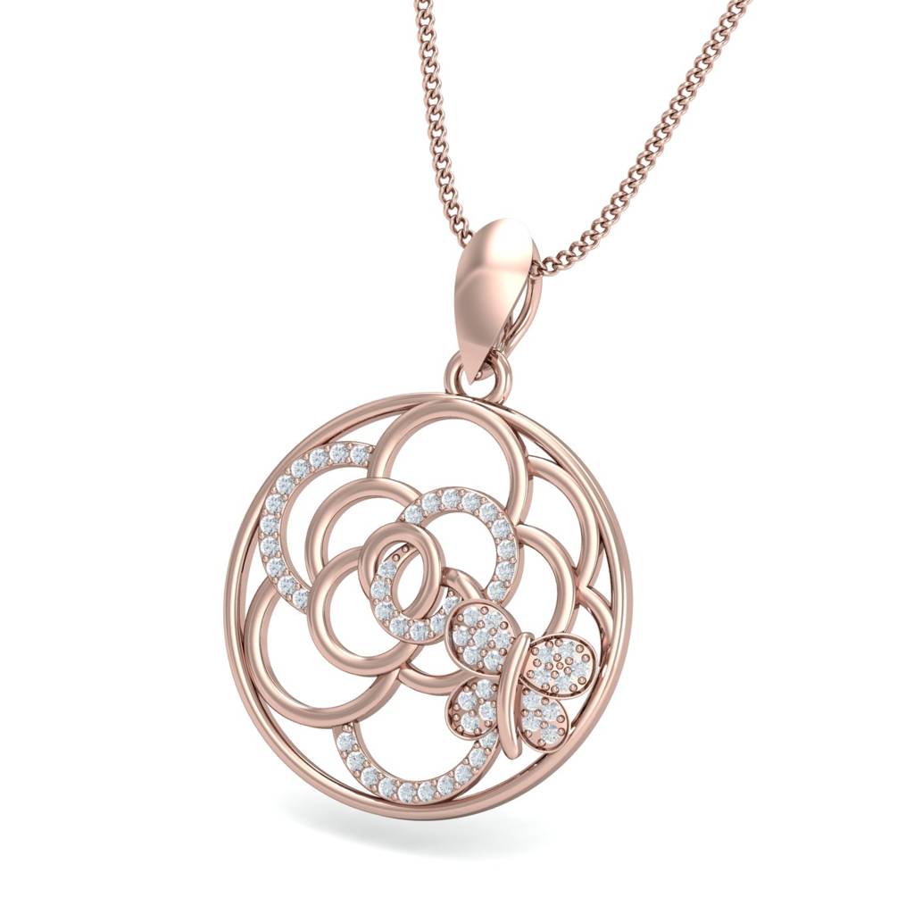 KuberBox 18K Rose Gold Carola Butterfly Pendant