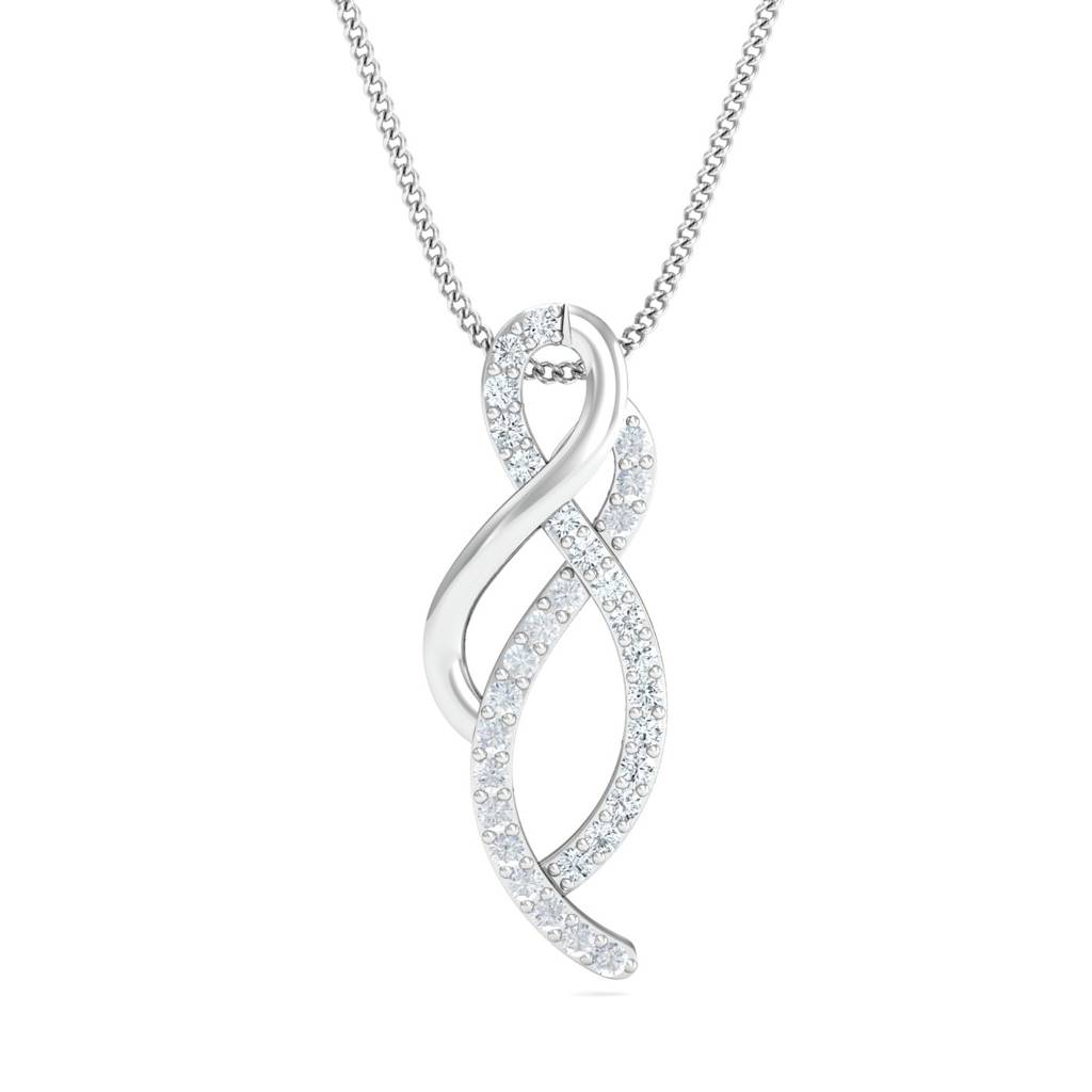 KuberBox 18K White Gold Stylish Interlinked Pendant