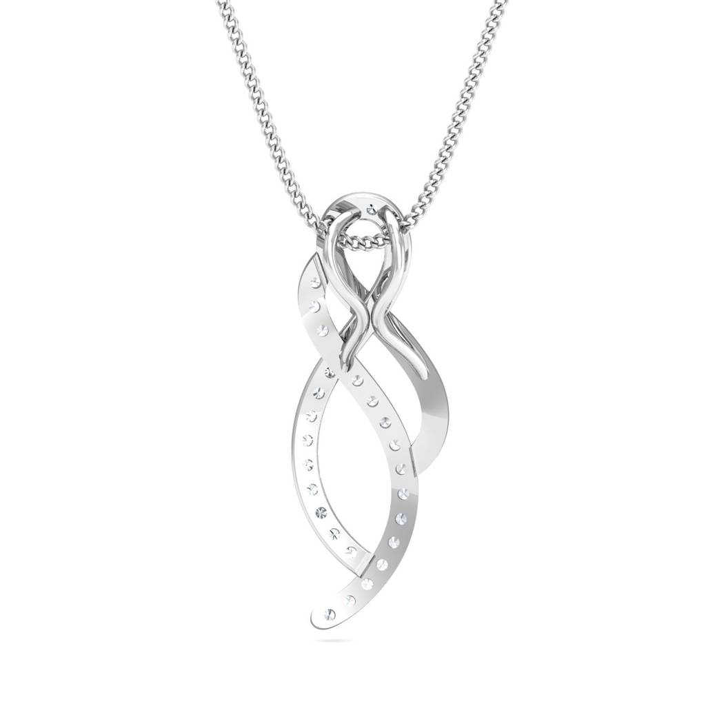 KuberBox 18K White Gold Stylish Interlinked Pendant