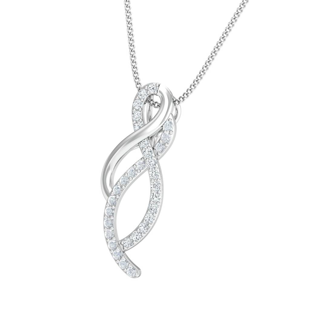 KuberBox 18K White Gold Stylish Interlinked Pendant