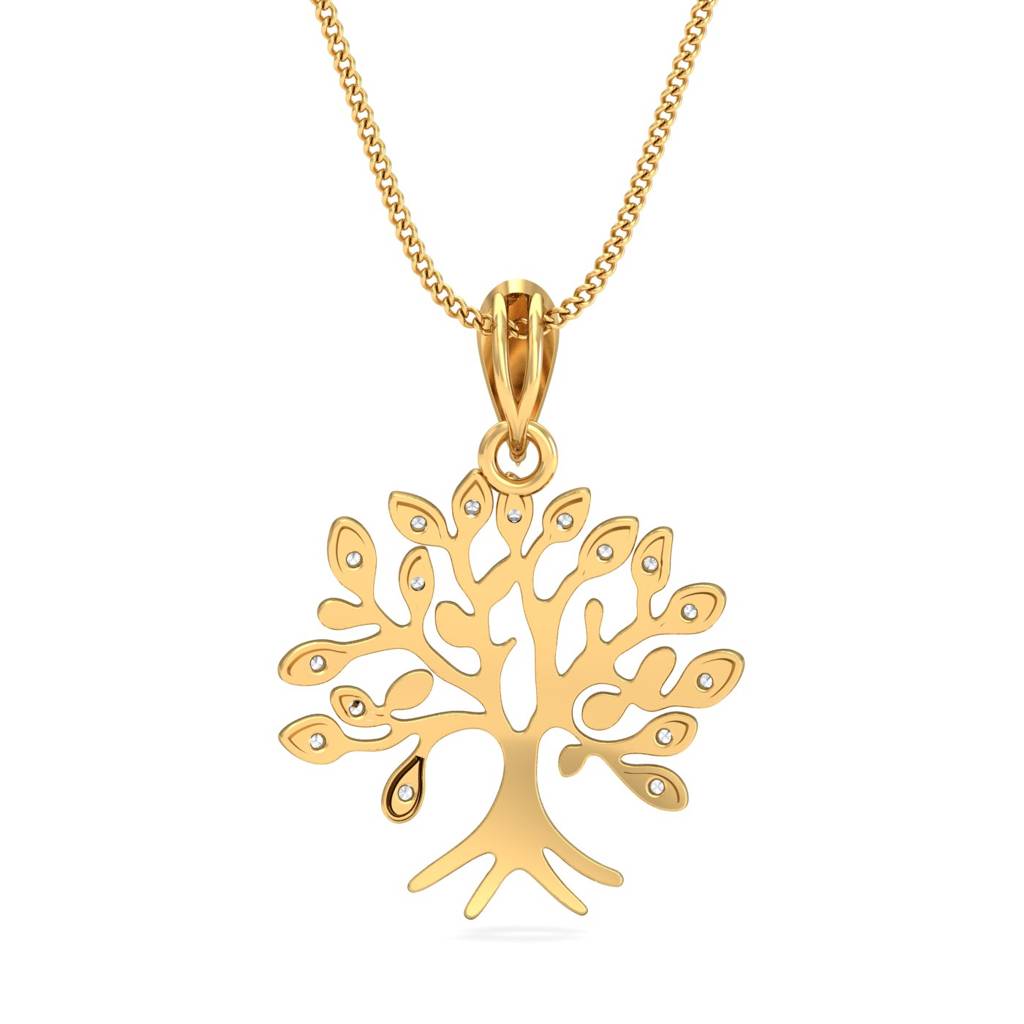 KuberBox 18K Yellow Gold Go-Gold Tree Pendant