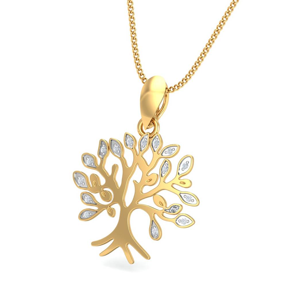 KuberBox 18K Yellow Gold Go-Gold Tree Pendant