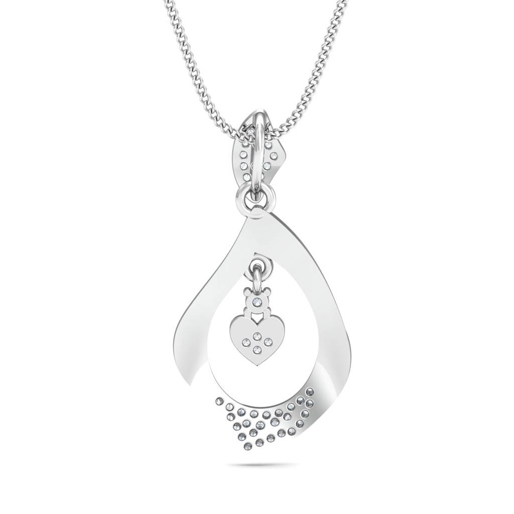 KuberBox 18K White Gold Glittery Tear-Drop Pendant