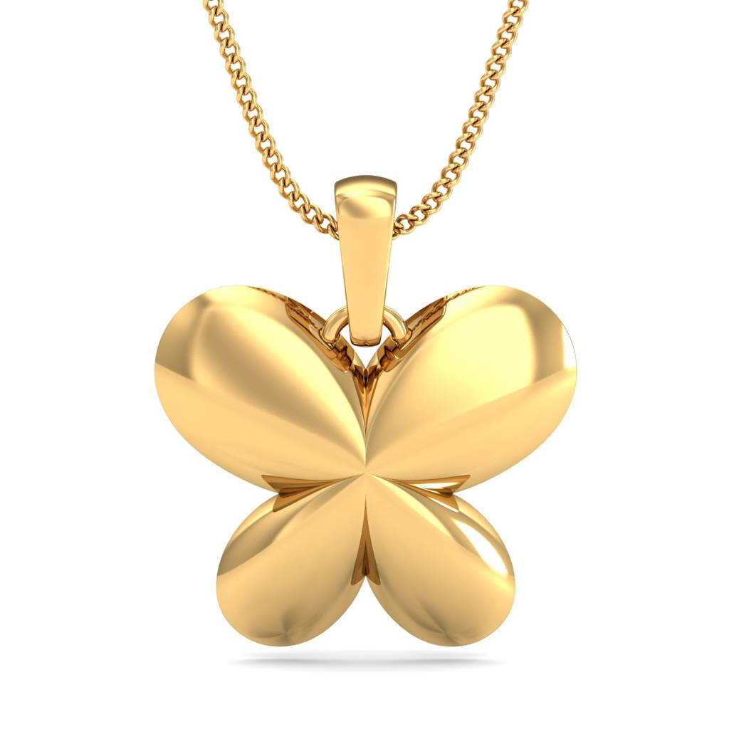 KuberBox 18K Yellow Gold Shiny Butterfly Pendant