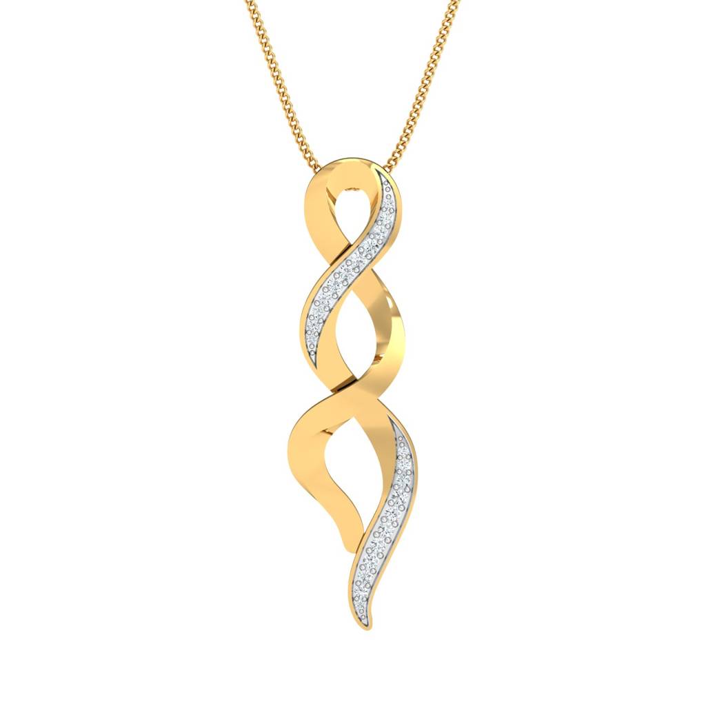 KuberBox 18K Yellow Gold Twisted Long Pendant