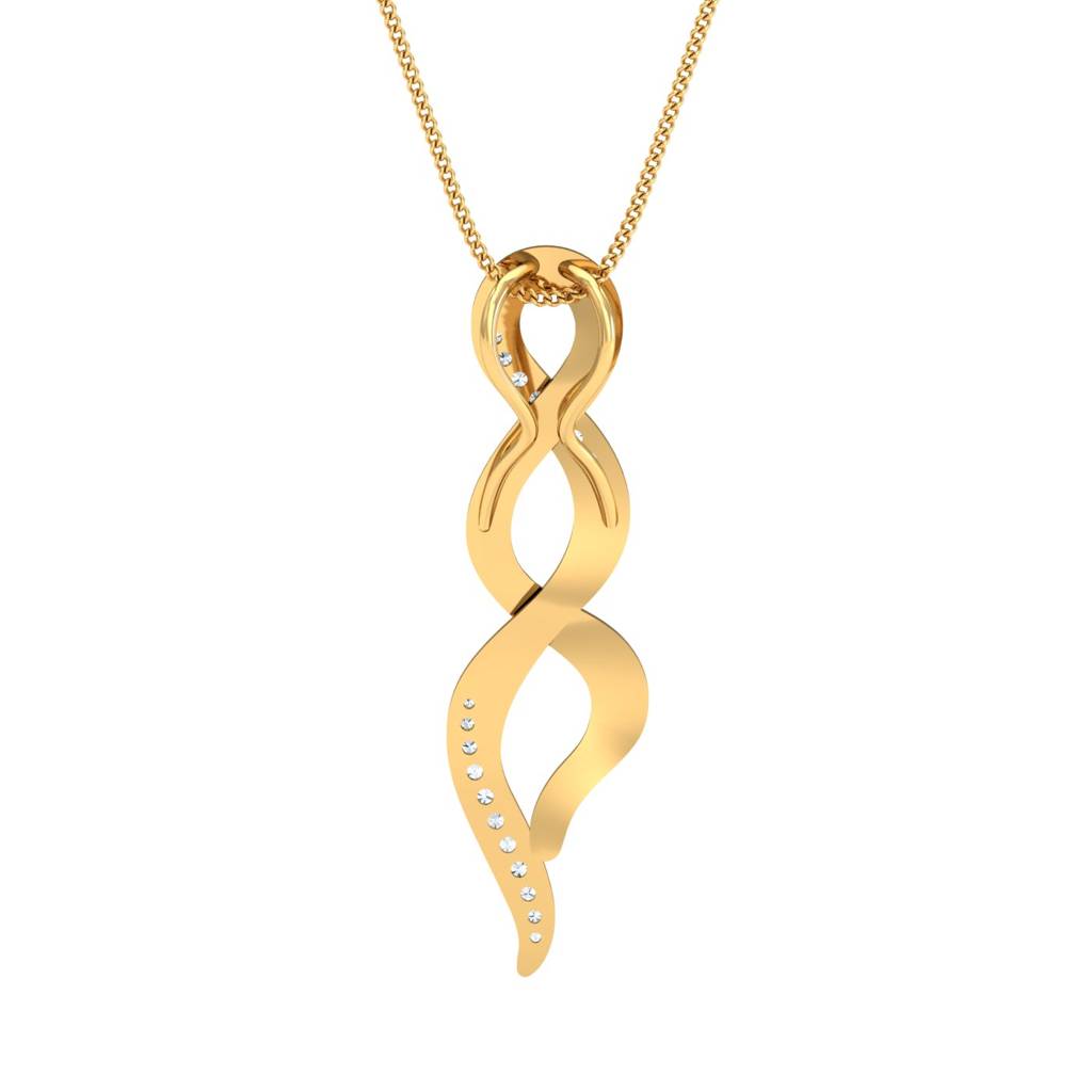 KuberBox 18K Yellow Gold Twisted Long Pendant