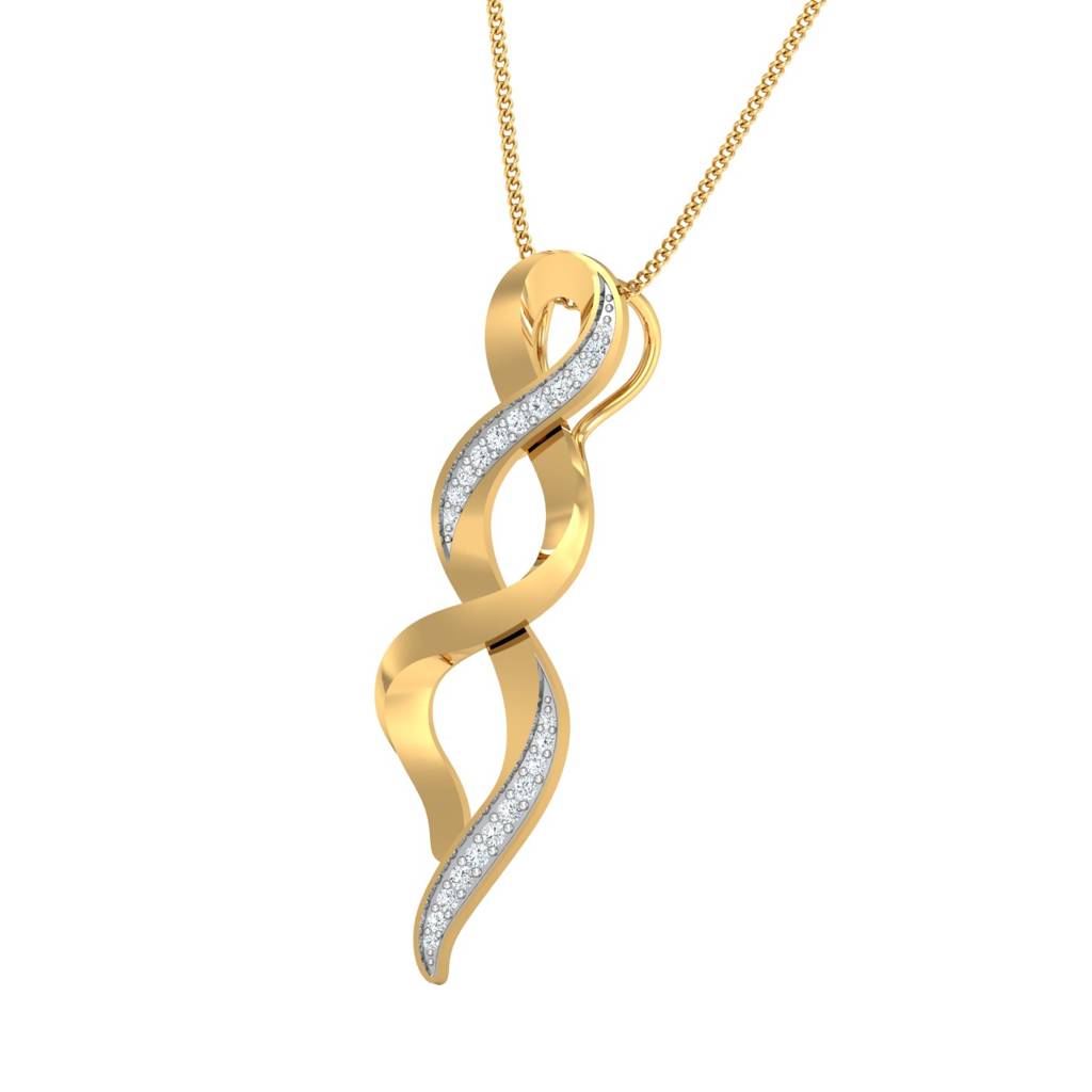 KuberBox 18K Yellow Gold Twisted Long Pendant