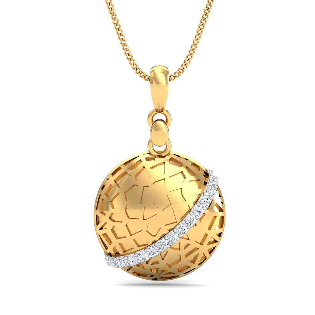 KuberBox 18K Yellow Gold Golden Ball Pendant