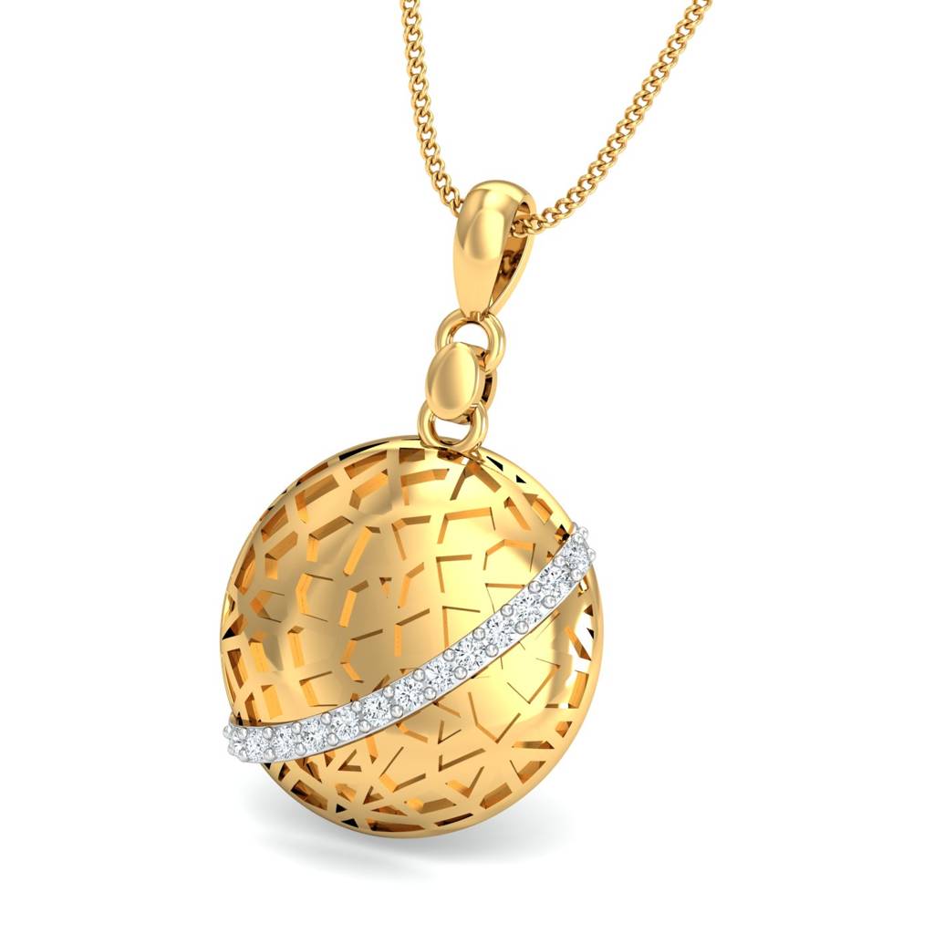 KuberBox 18K Yellow Gold Golden Ball Pendant