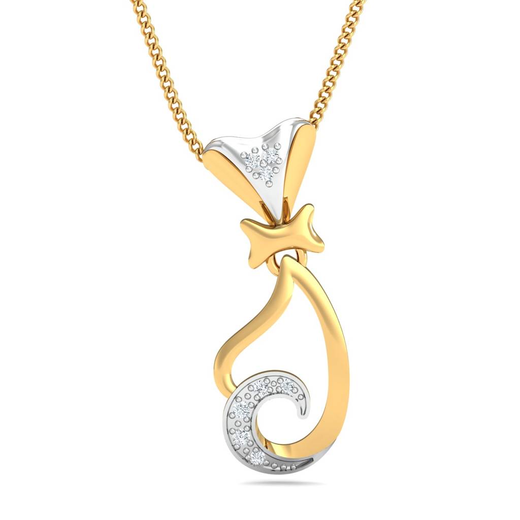 KuberBox 18K Yellow Gold Gracefully Curved Pendant