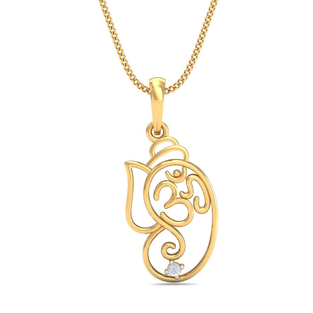 KuberBox 18K Yellow Gold Lord Ganapathi Pendant