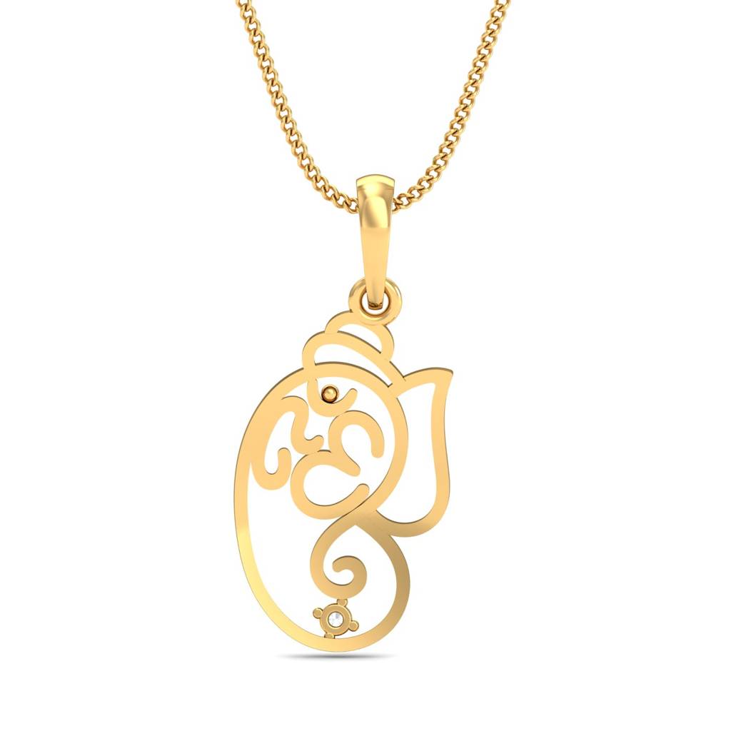 KuberBox 18K Yellow Gold Lord Ganapathi Pendant