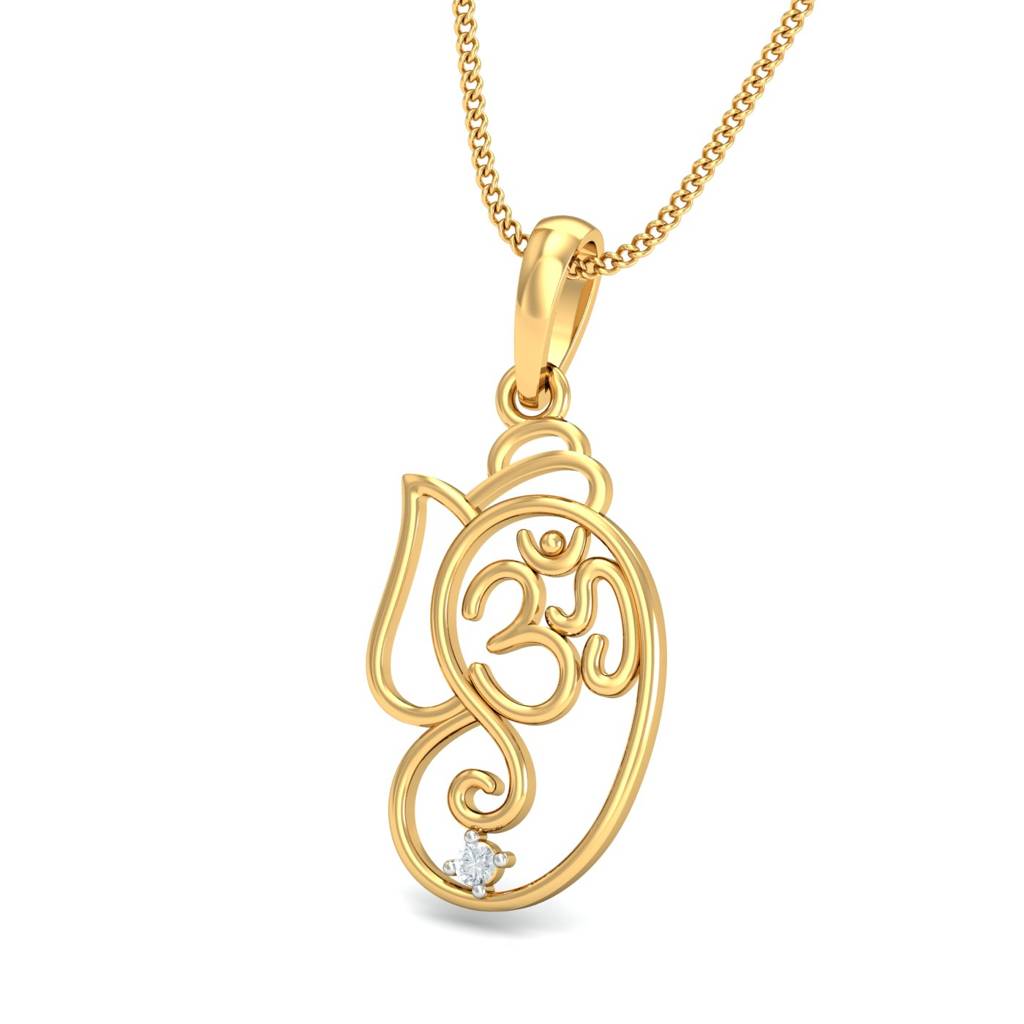 KuberBox 18K Yellow Gold Lord Ganapathi Pendant