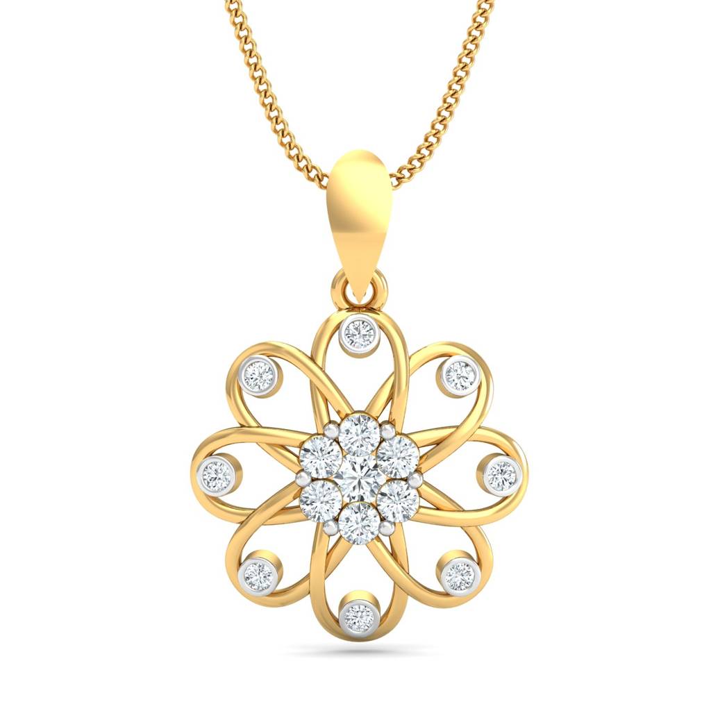 KuberBox 18K Yellow Gold Petaled Beauty Pendant