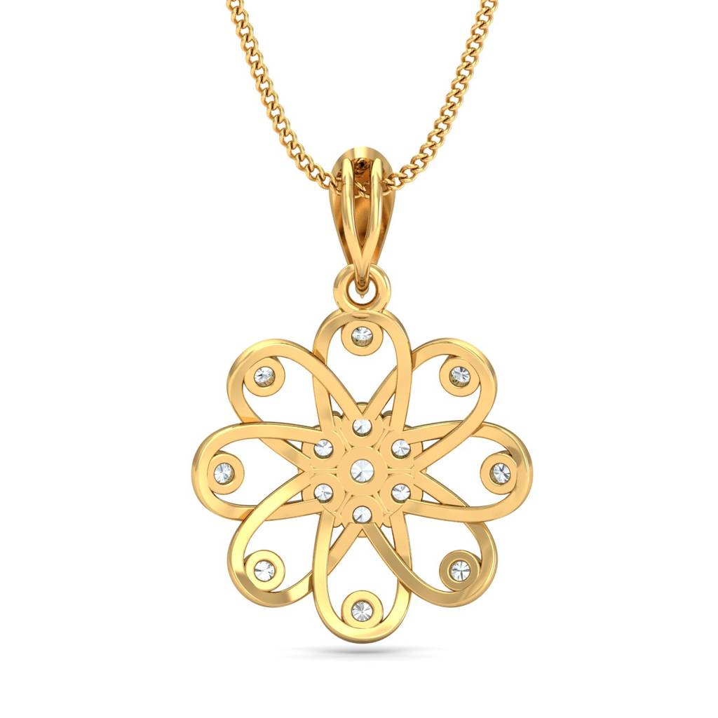 KuberBox 18K Yellow Gold Petaled Beauty Pendant