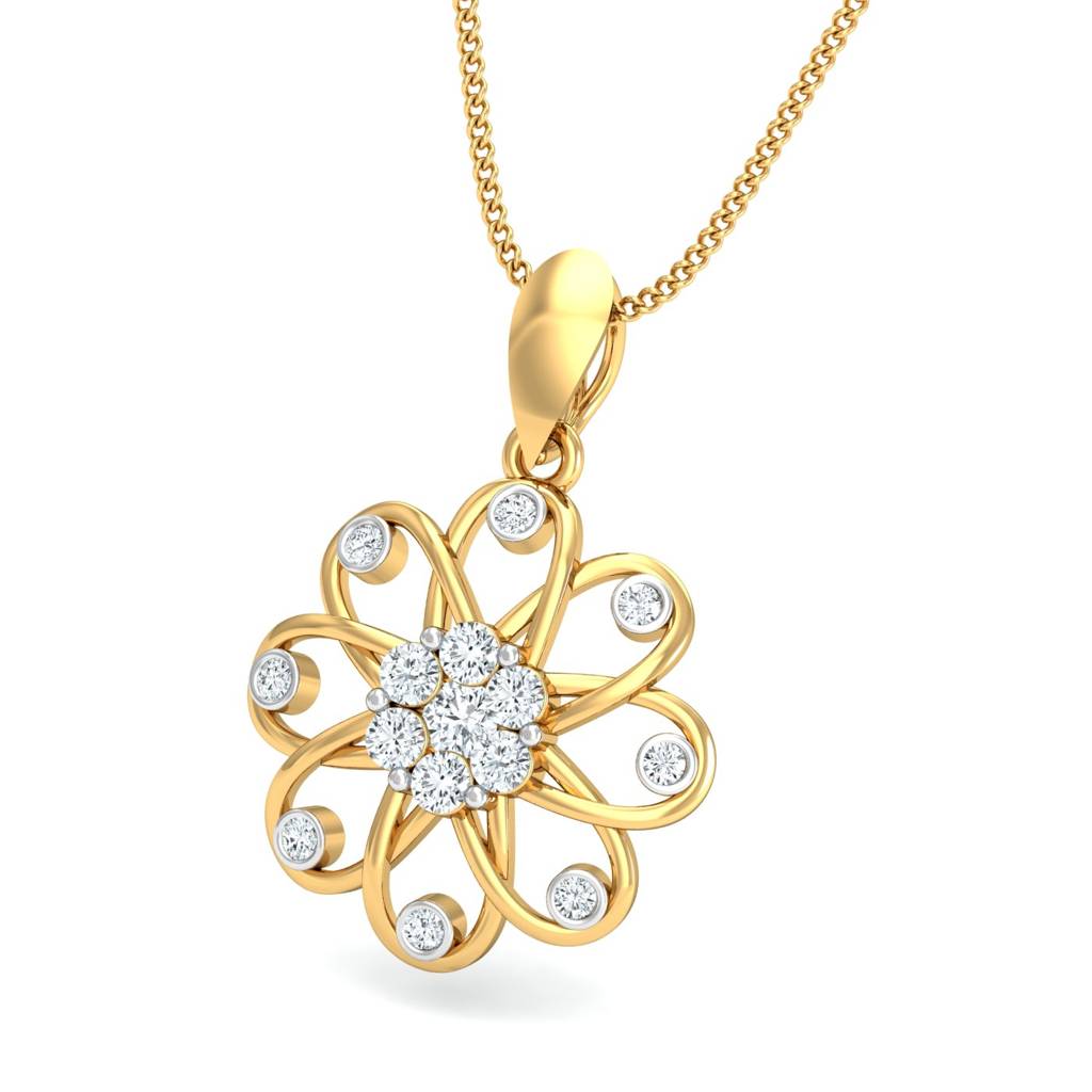 KuberBox 18K Yellow Gold Petaled Beauty Pendant