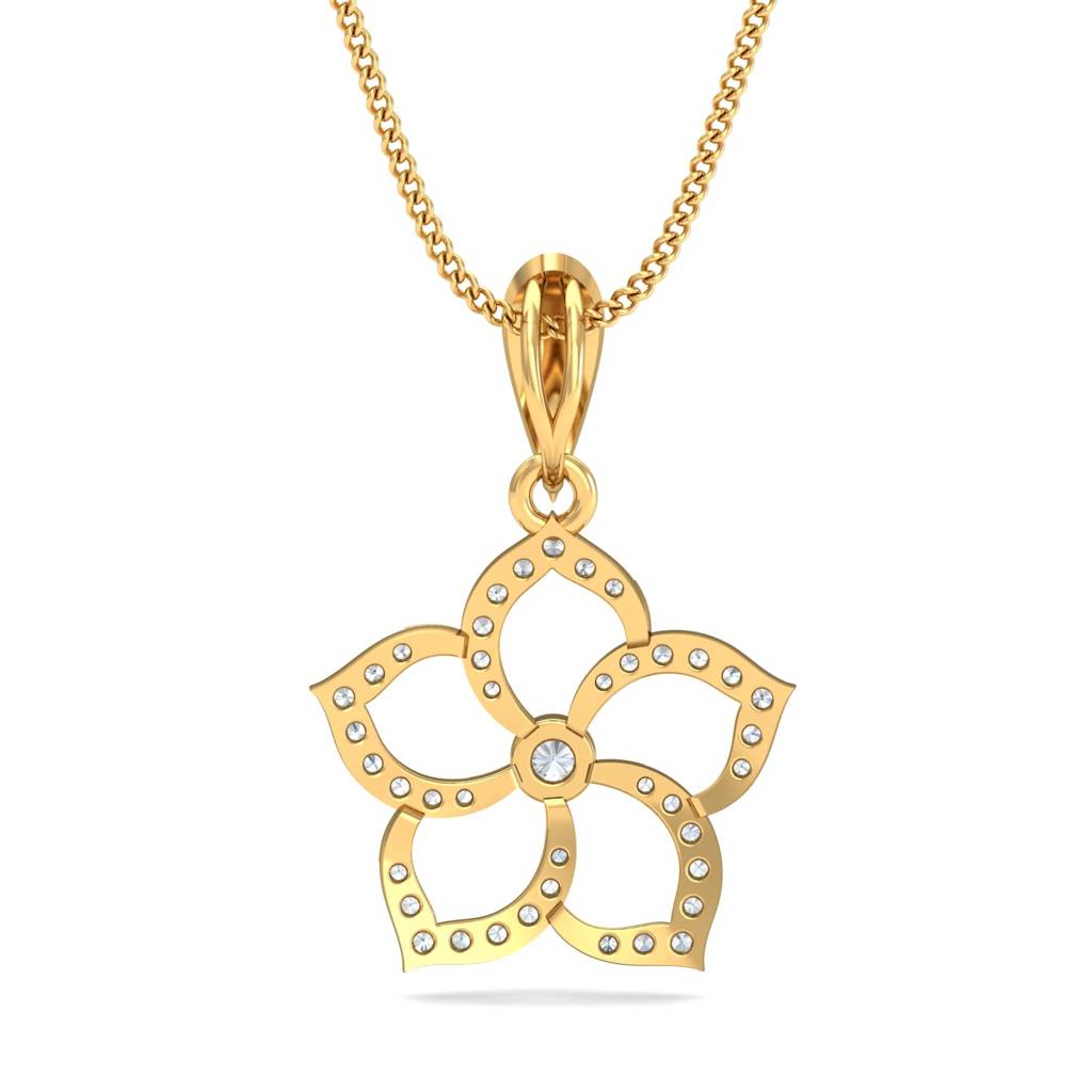 KuberBox 18K Yellow Gold Savvy Floral Pendant