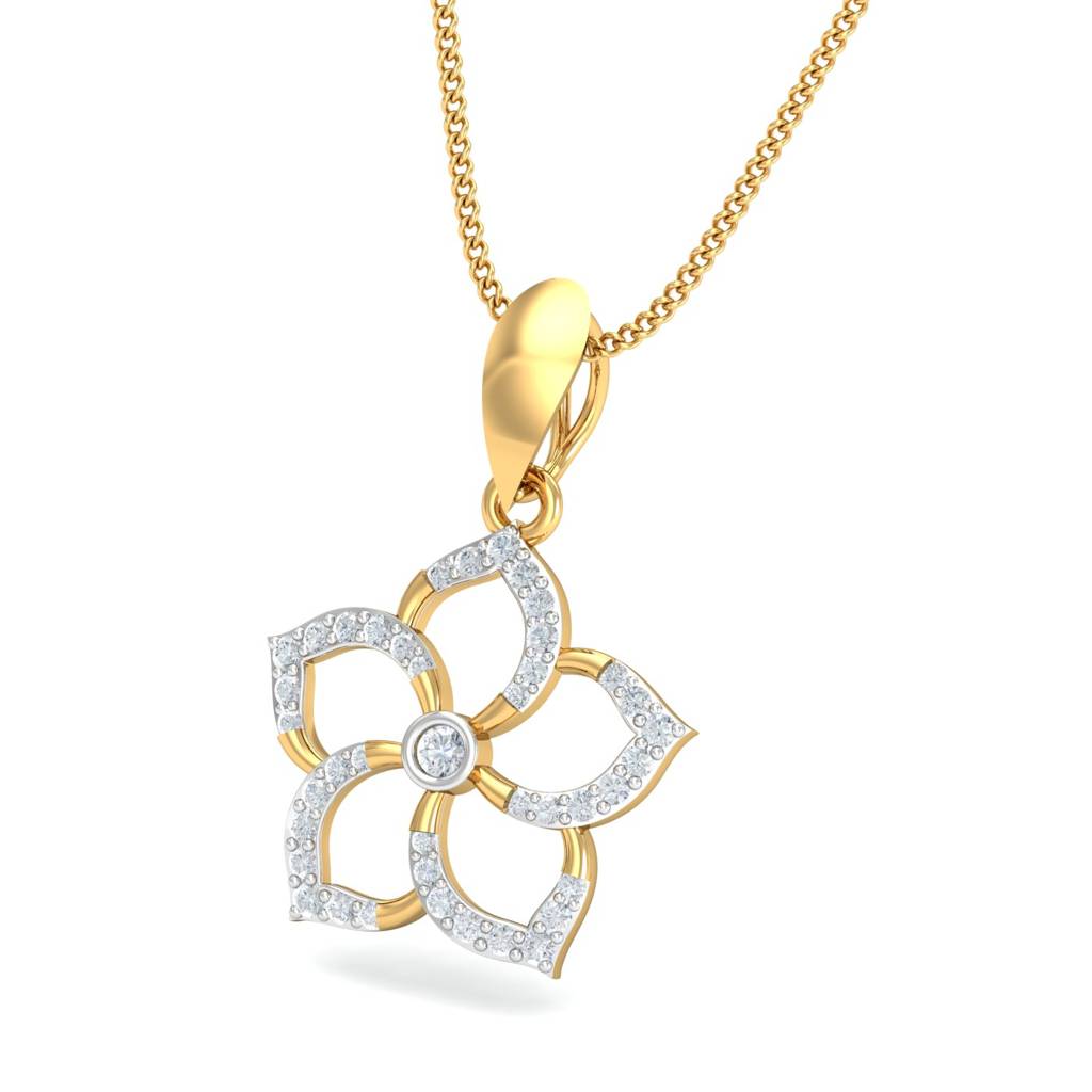 KuberBox 18K Yellow Gold Savvy Floral Pendant