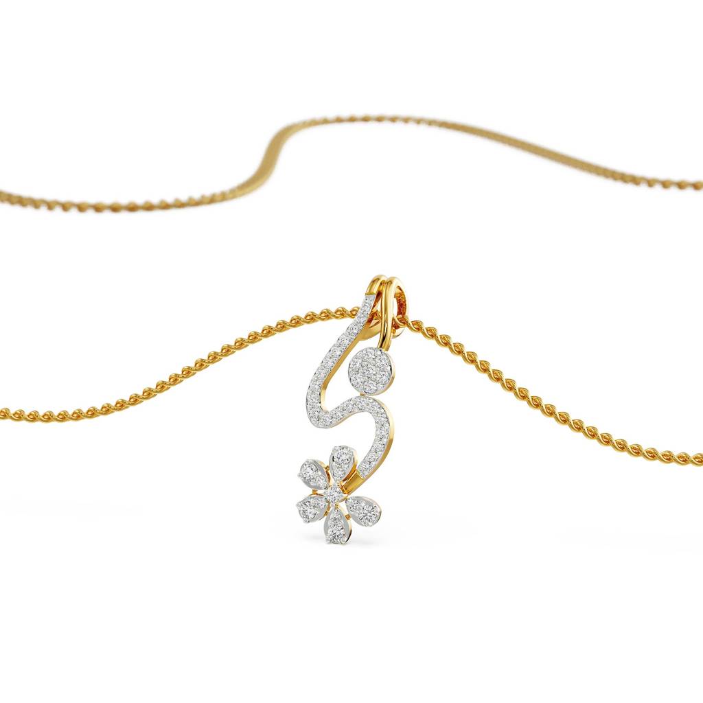 Floral Drop Diamond Pendant