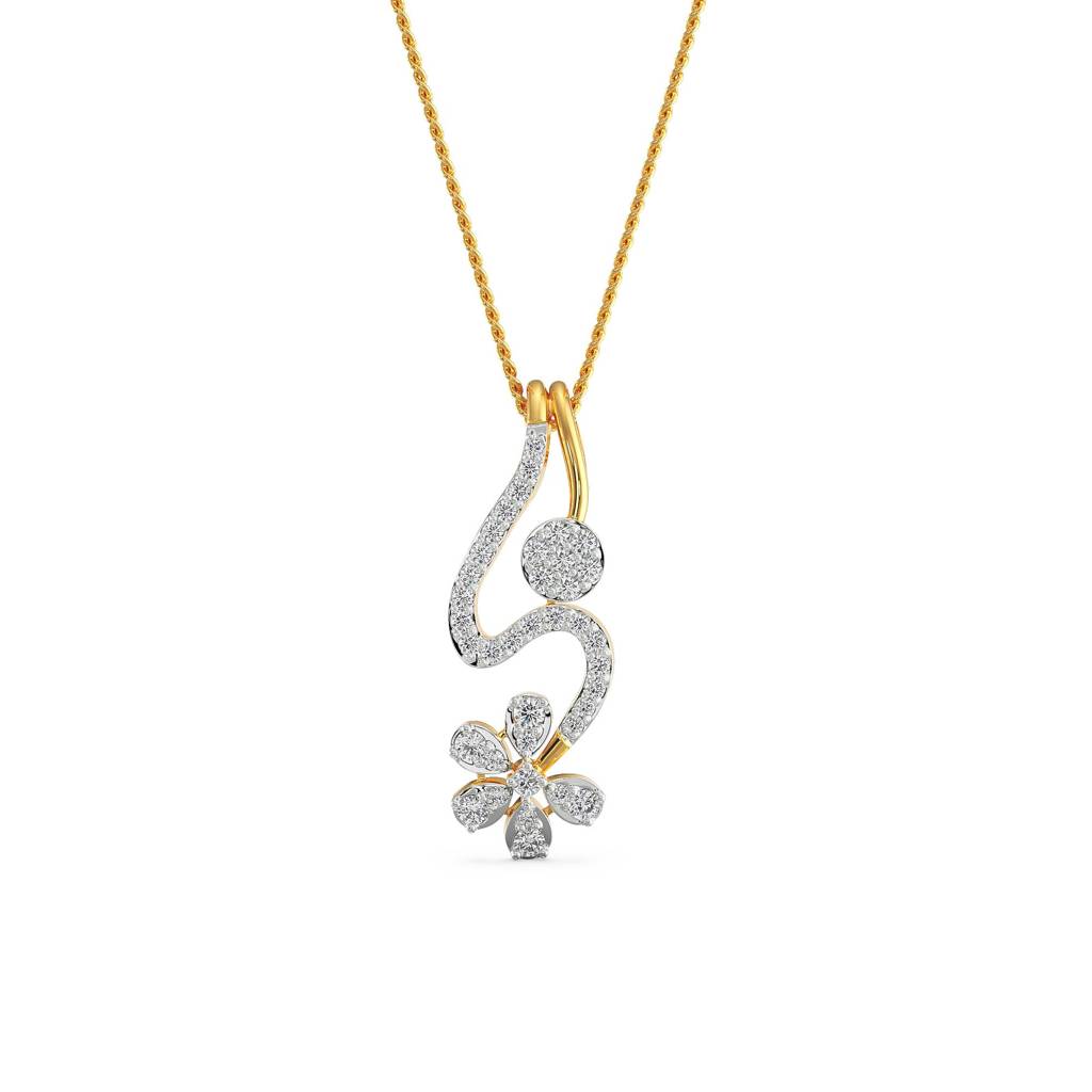 Floral Drop Diamond Pendant