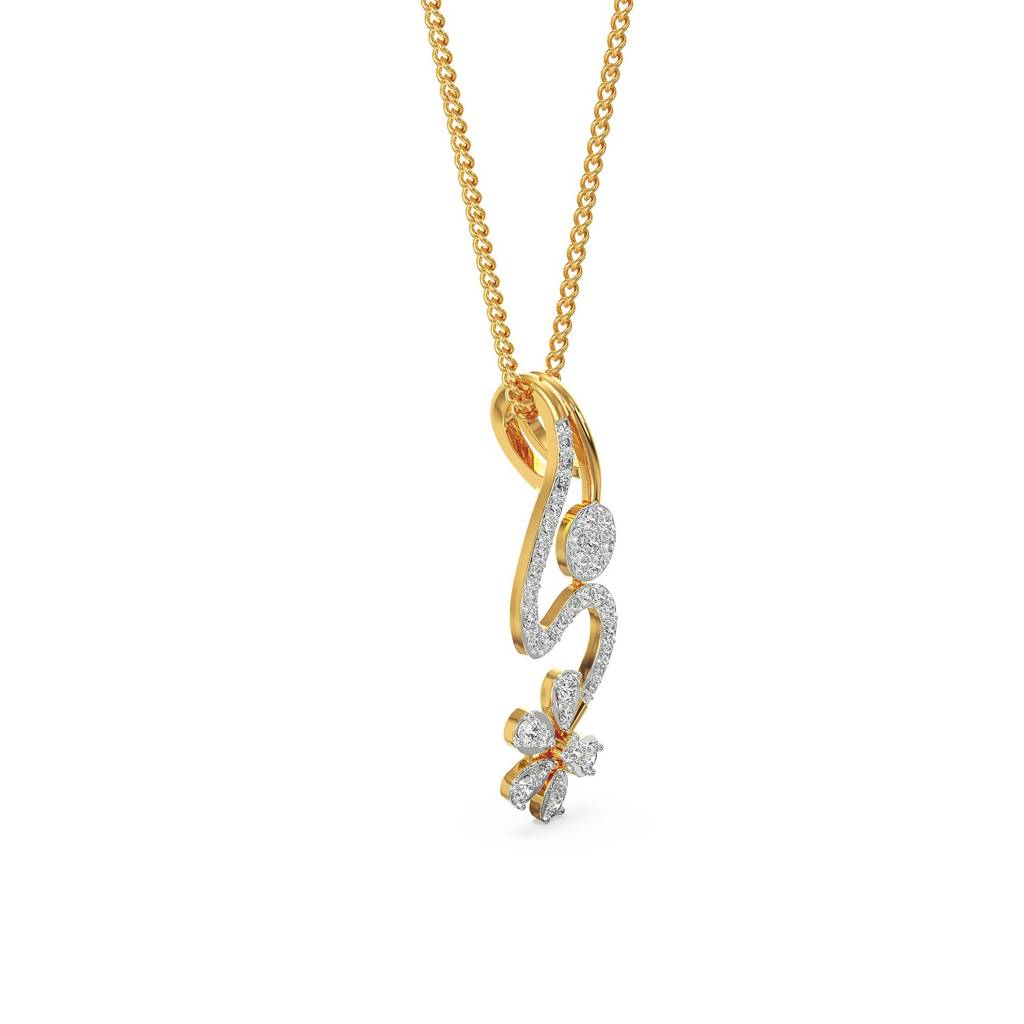 Floral Drop Diamond Pendant
