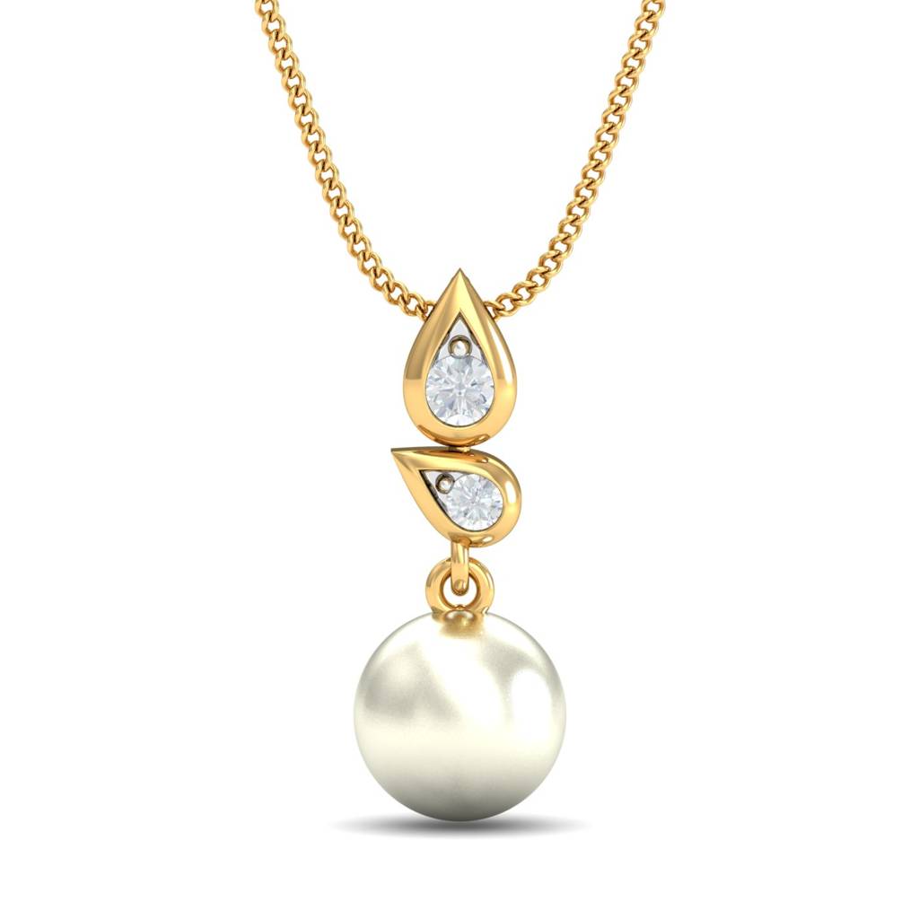 KuberBox 18K Yellow Gold Paloma Pearl Drop Pendant