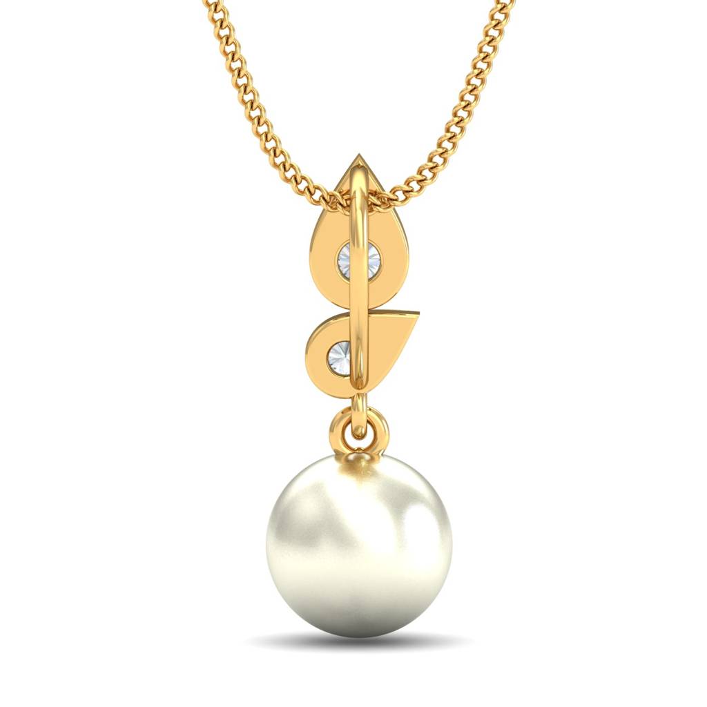 KuberBox 18K Yellow Gold Paloma Pearl Drop Pendant