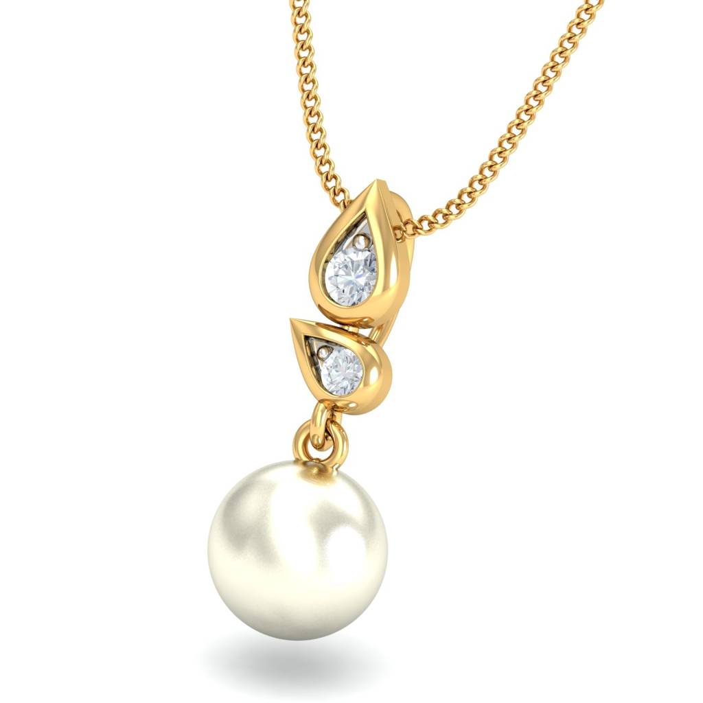 KuberBox 18K Yellow Gold Paloma Pearl Drop Pendant