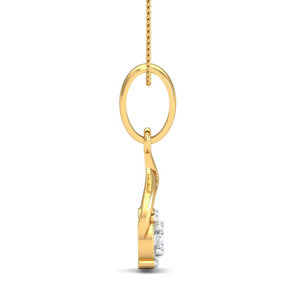 KuberBox 18K Yellow Gold Ravishing Illusion Solitaire Pendant