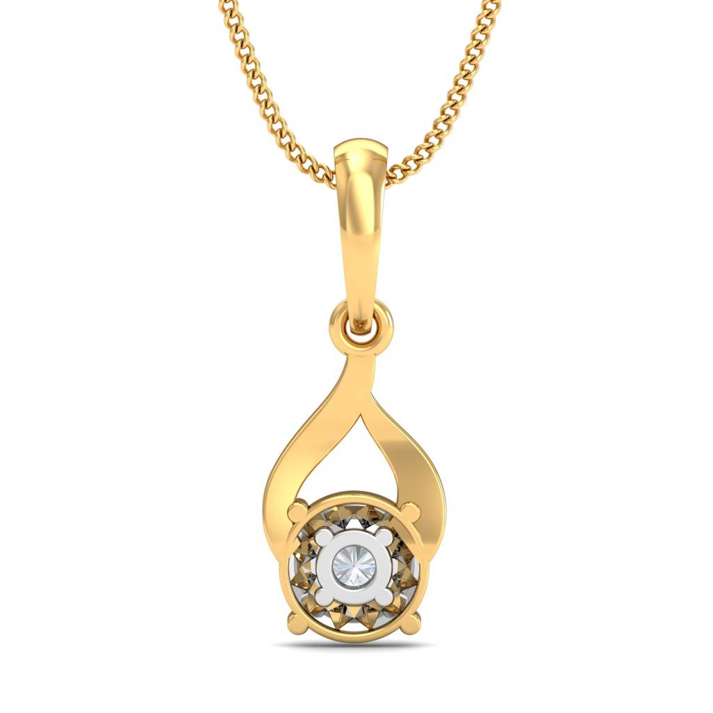 KuberBox 18K Yellow Gold Ravishing Illusion Solitaire Pendant