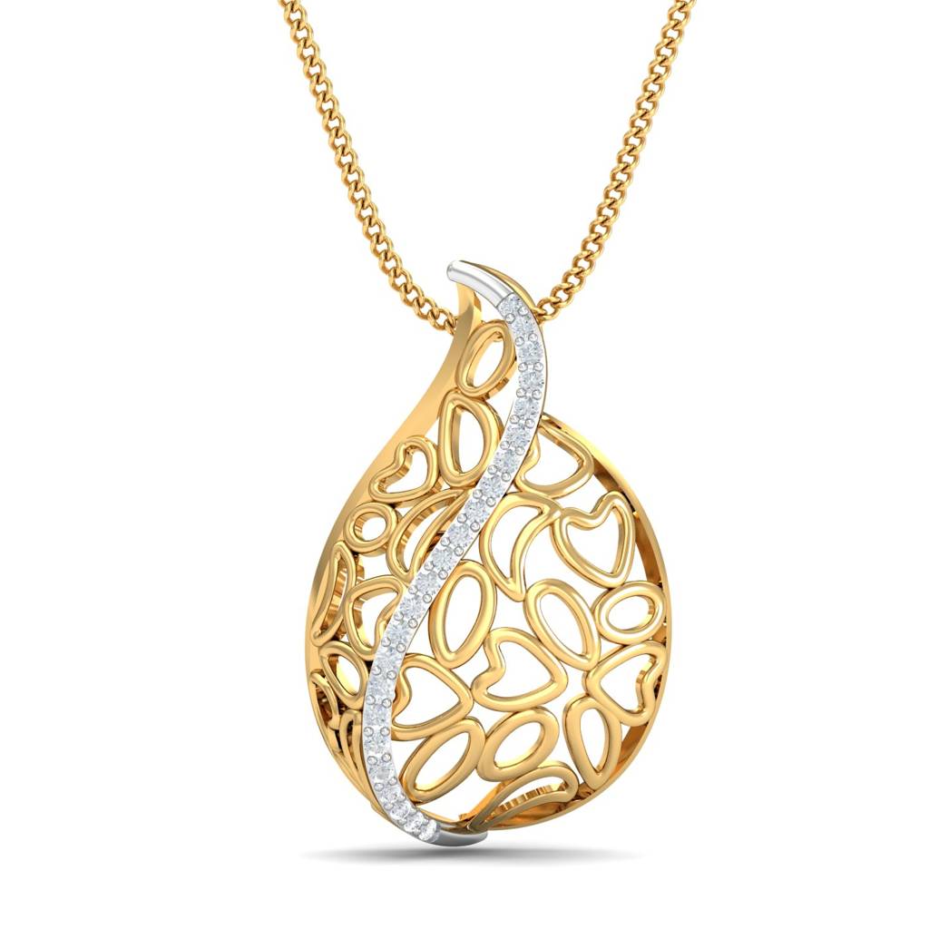 KuberBox 18K Yellow Gold Exquisite Filigree Pendant