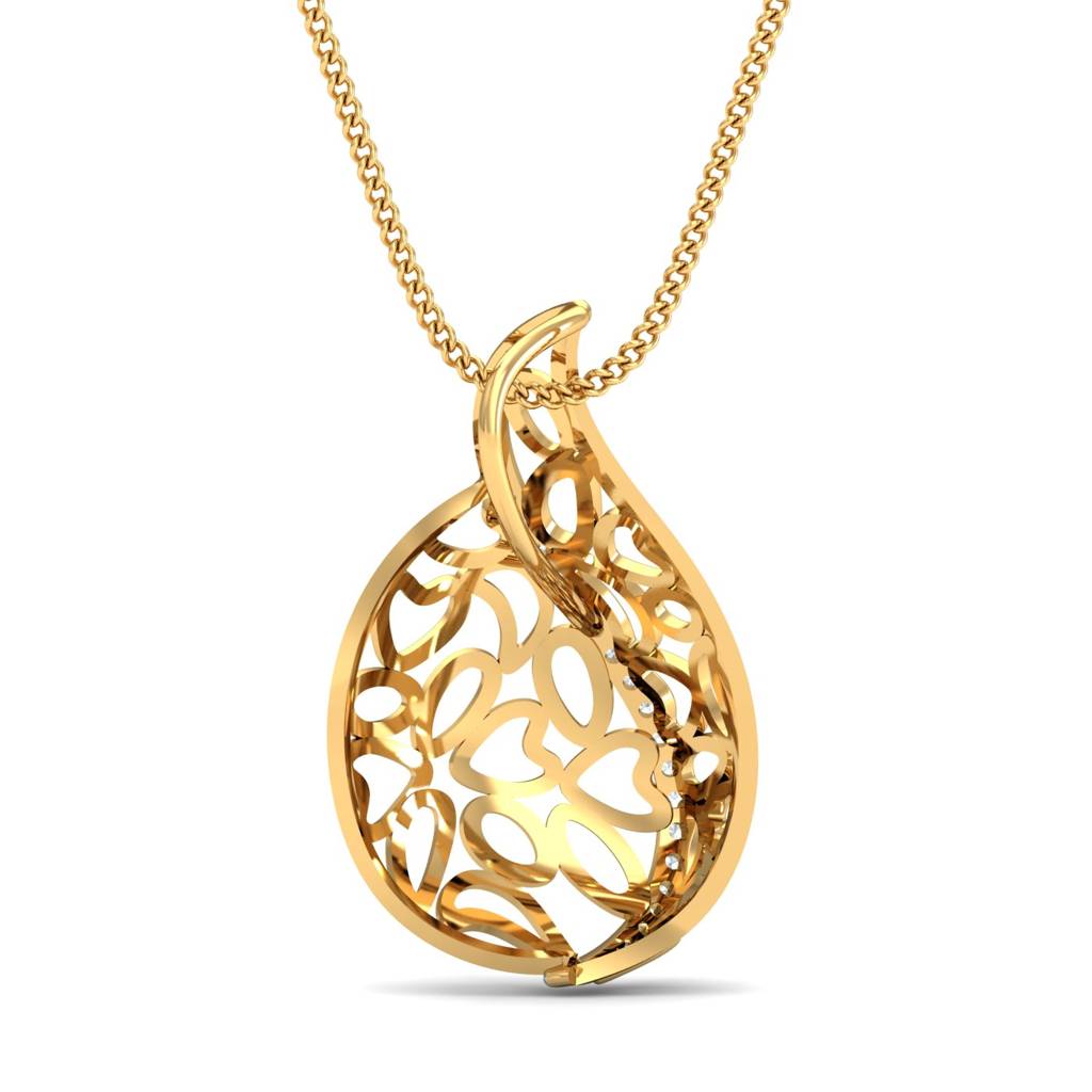 KuberBox 18K Yellow Gold Exquisite Filigree Pendant