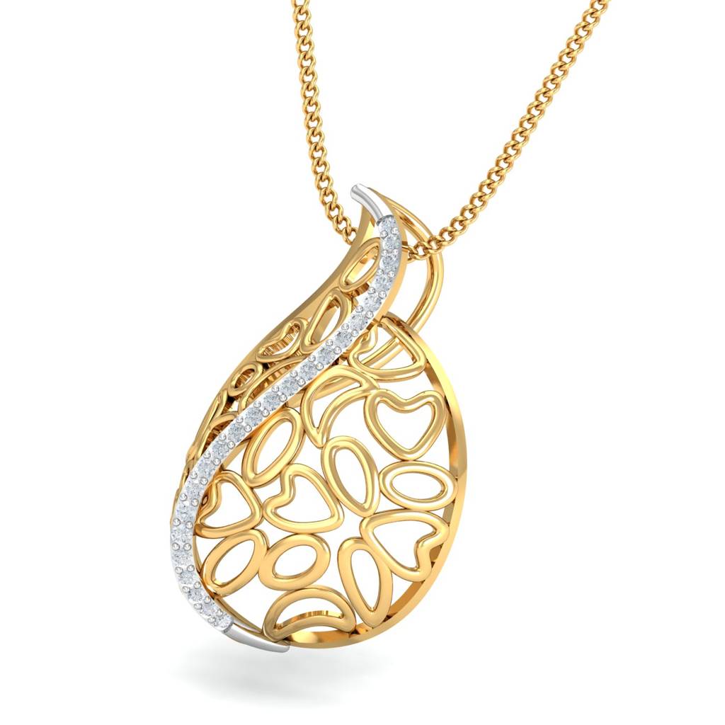 KuberBox 18K Yellow Gold Exquisite Filigree Pendant