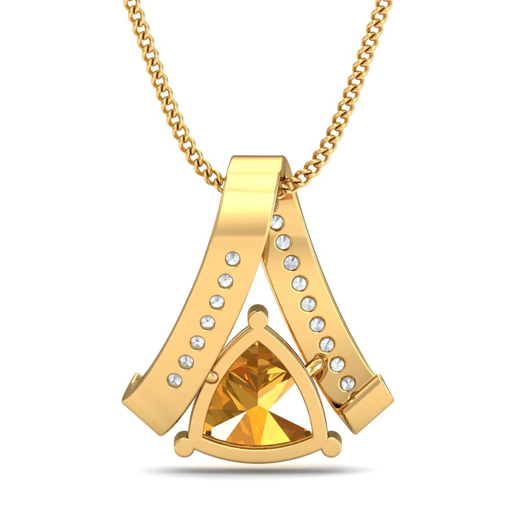 KuberBox 18K Yellow Gold Radiant Citrine Stone Pendant