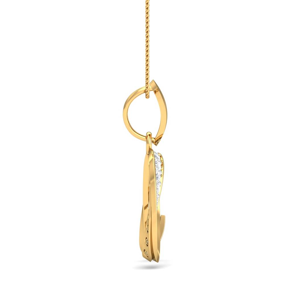 KuberBox 18K Yellow Gold Studded Alpha Pendant