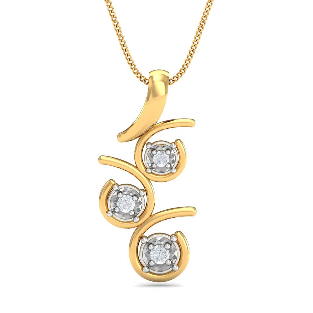 KuberBox 18K Yellow Gold Stylish Solitaire Pendant