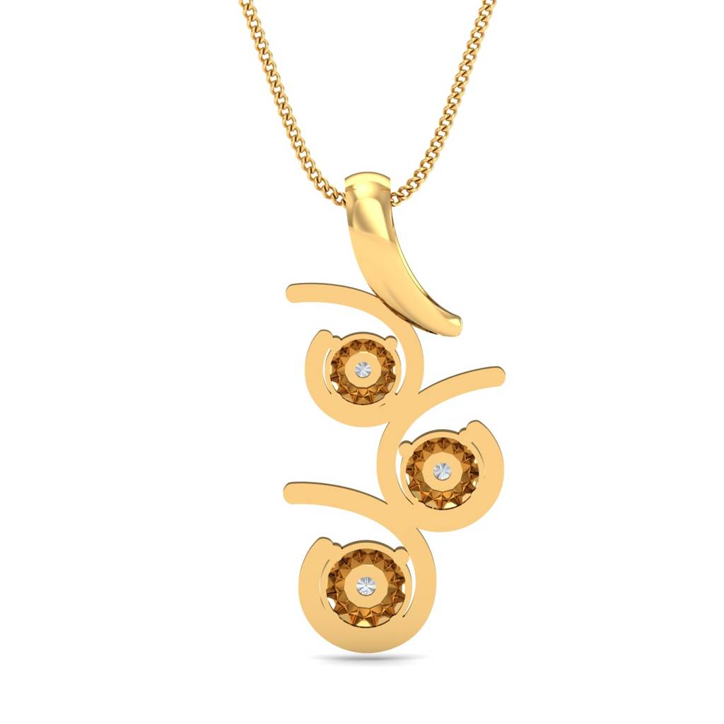 KuberBox 18K Yellow Gold Stylish Solitaire Pendant