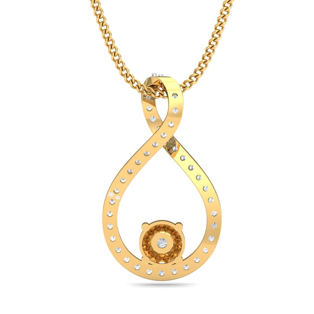 KuberBox 18K Yellow Gold Glorious Solitaire Pendant