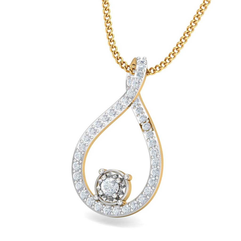 KuberBox 18K Yellow Gold Glorious Solitaire Pendant