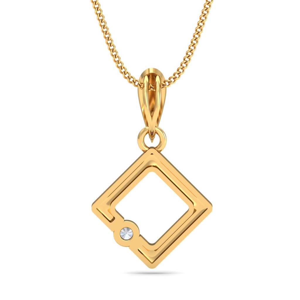 KuberBox 18K Yellow Gold Elegant Rhombus Pendant