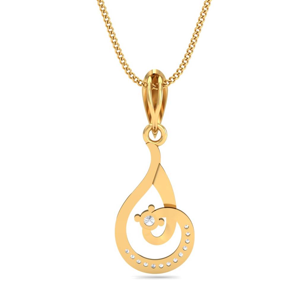 KuberBox 18K Yellow Gold Striking Curvy Pendant