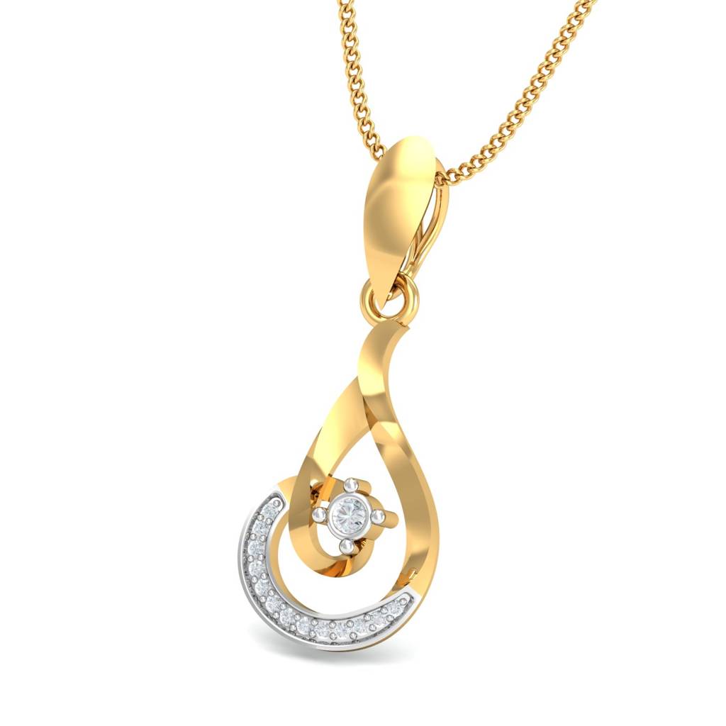 KuberBox 18K Yellow Gold Striking Curvy Pendant