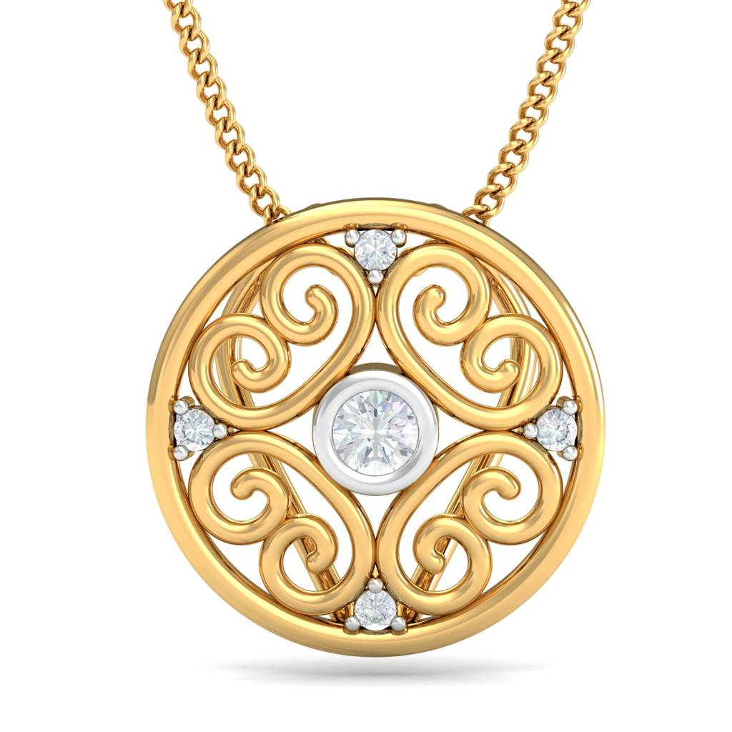 KuberBox 18K Yellow Gold Captivating Vintage Pendant