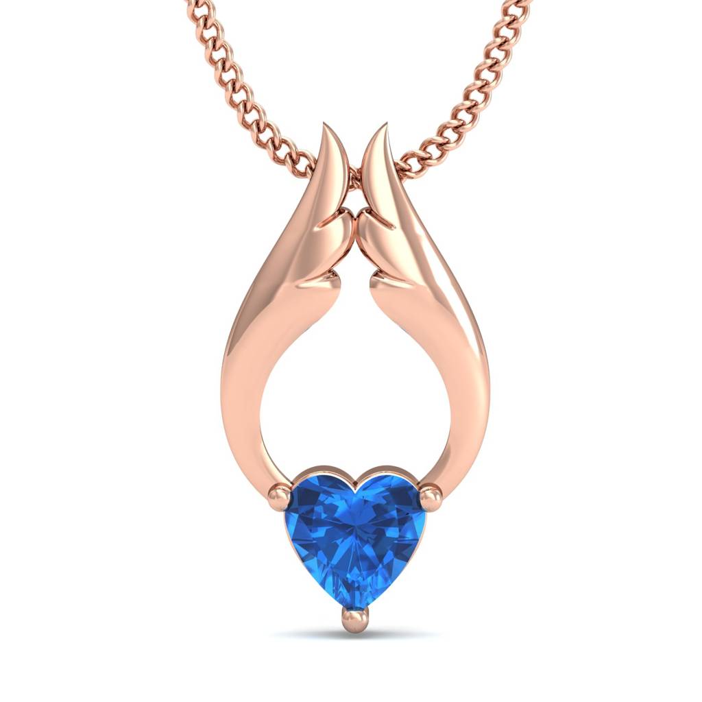 KuberBox 18K Rose Gold Trendsetting Blue Topaz Pendant