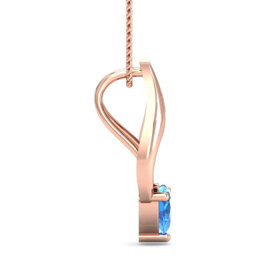 KuberBox 18K Rose Gold Trendsetting Blue Topaz Pendant