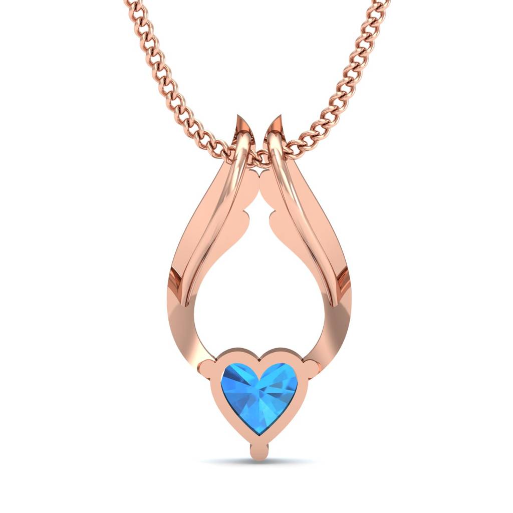 KuberBox 18K Rose Gold Trendsetting Blue Topaz Pendant