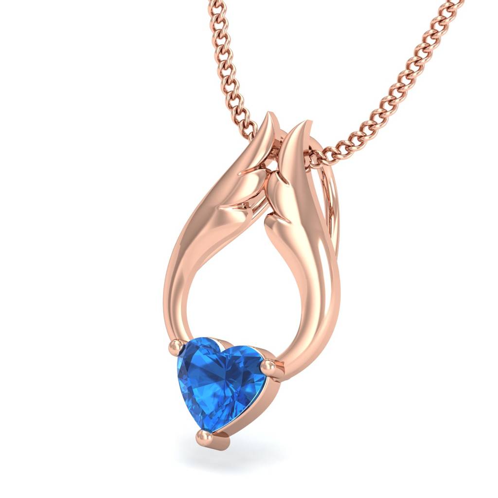 KuberBox 18K Rose Gold Trendsetting Blue Topaz Pendant