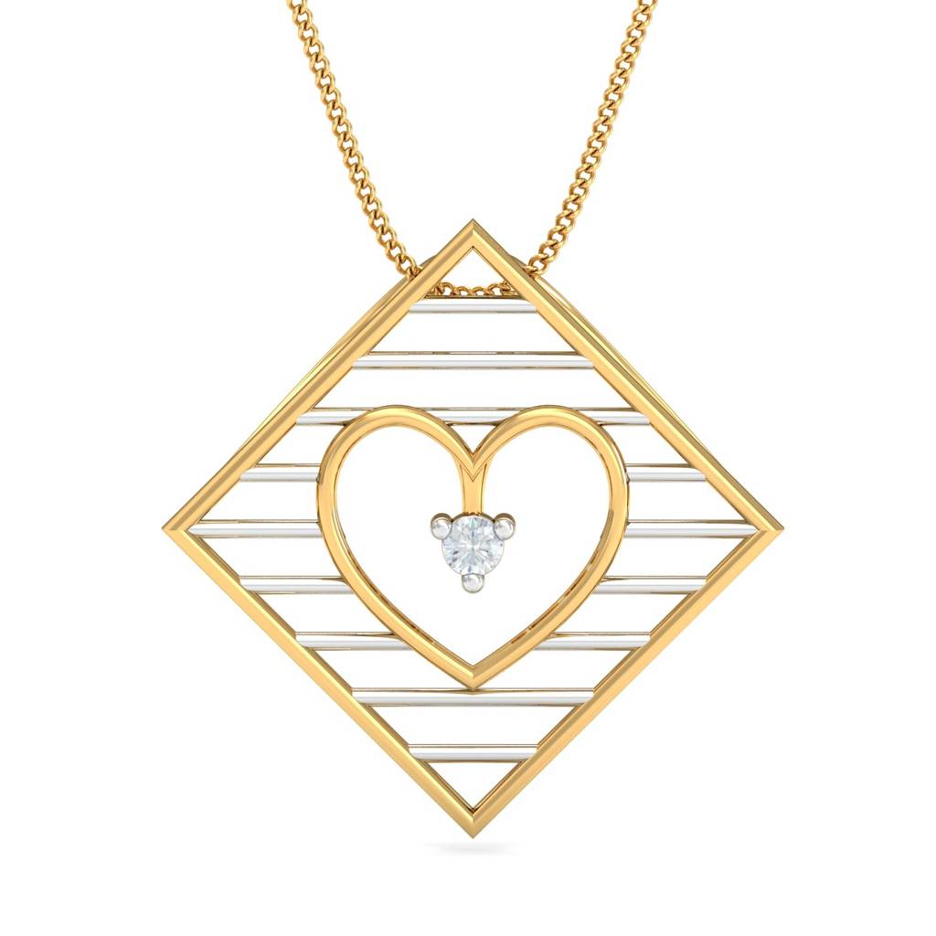 KuberBox 18K Yellow Gold Framed Heart Pendant