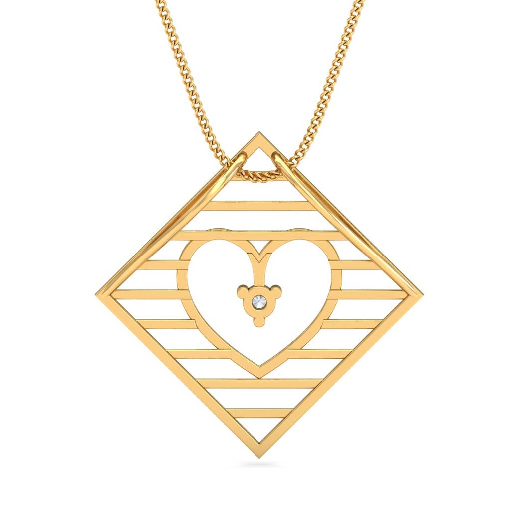 KuberBox 18K Yellow Gold Framed Heart Pendant